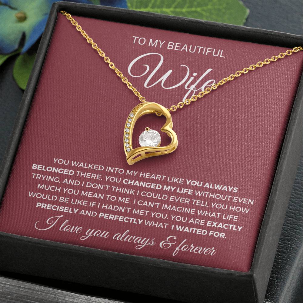 To my wife- Forever Love Necklace- You walked into my heart - MM-067