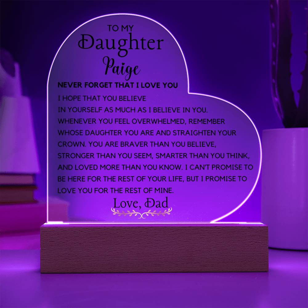 A letter to my daughter from Dad or Mom Acrylic Plaque