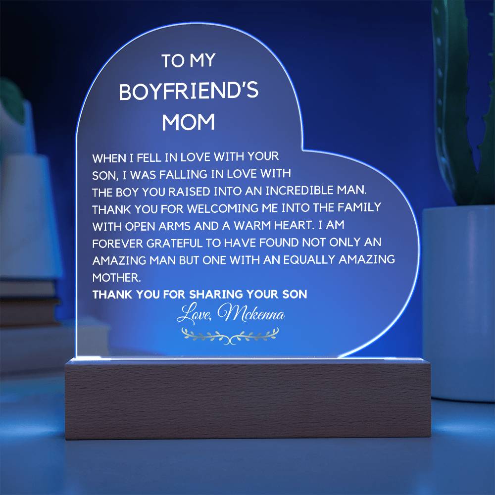 Boyfriend's mom acrylic plaque,Custom Christmas gift for boyfriend's mom, Personalized My boyfriends mother appreciation gifts