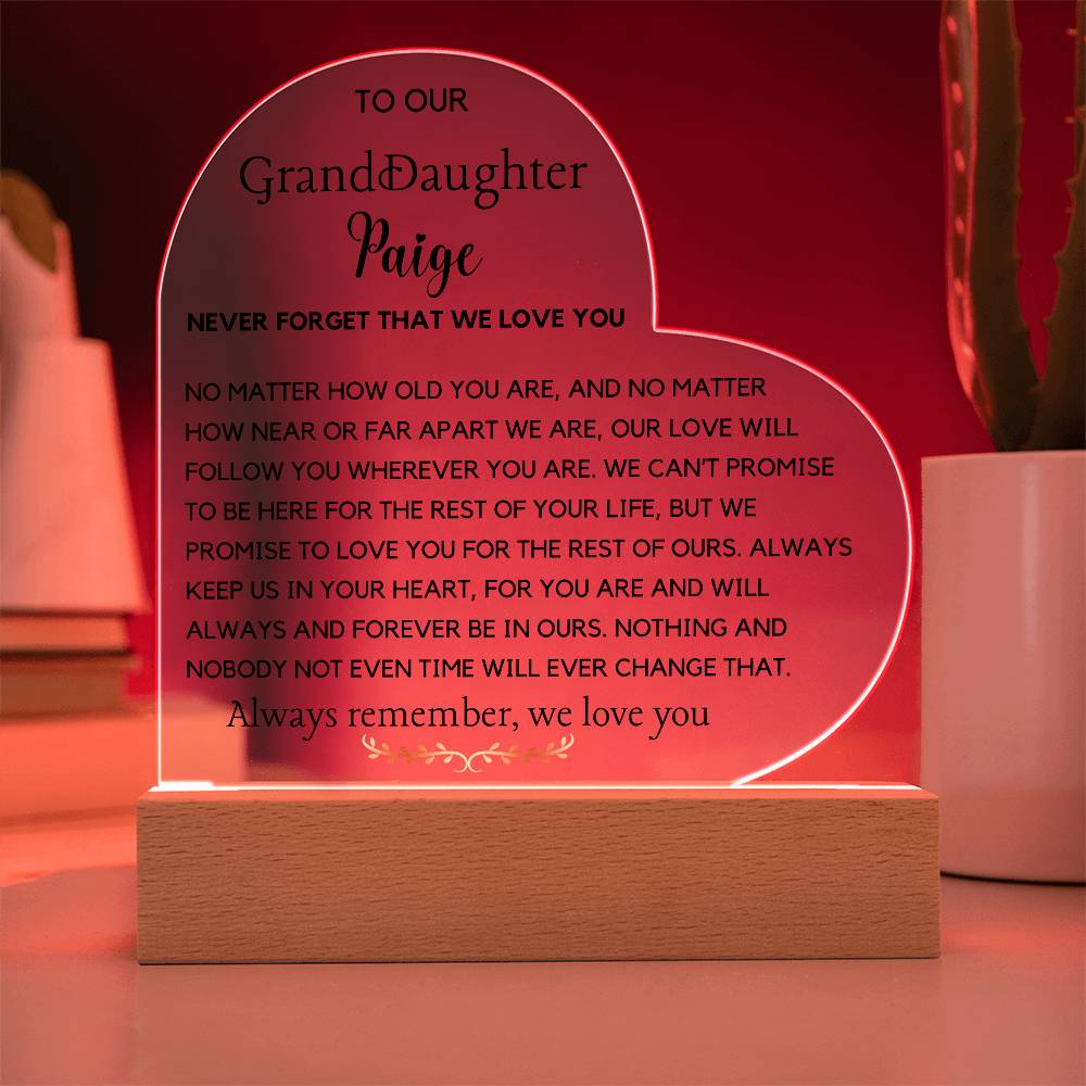 Personalized Granddaughter Heart Acrylic Gift from Grandpa or Grandma