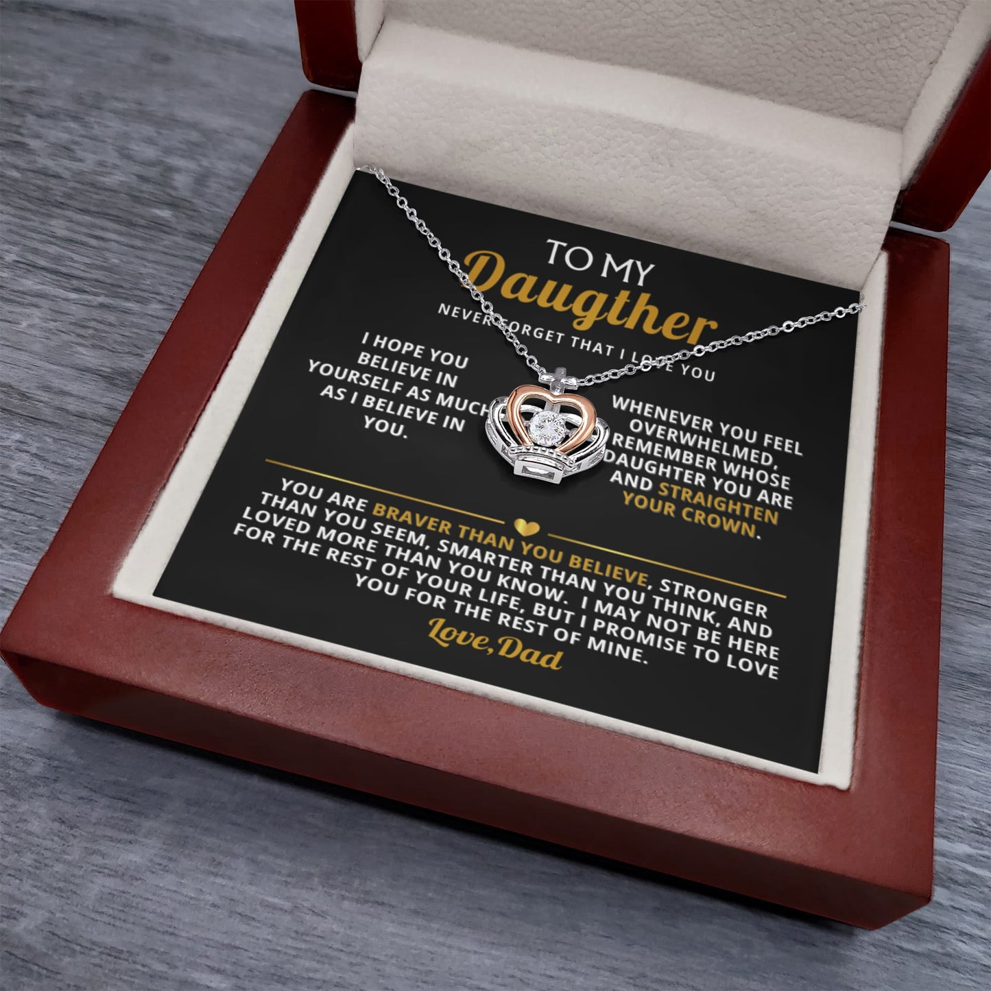Believe in yourself- Dad to daughter Crown Necklace