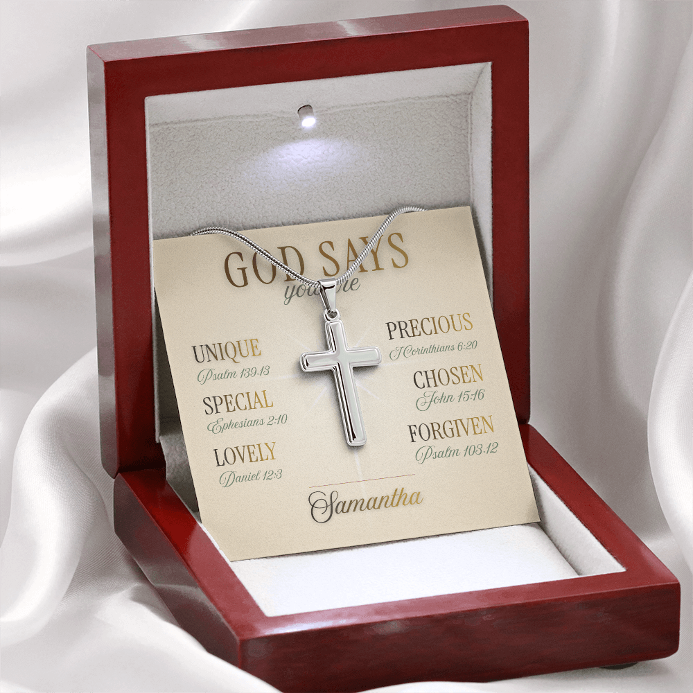 God Says You Are' Cross Necklace – Meaningful Faith Gift for Her with Message Card