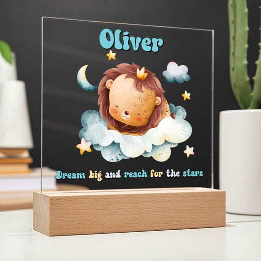 Lion Theme Personalized Night Light with Moon & stars, Сustom Name Night Light, Kids Room Lamp,Custom name light Personalized night light