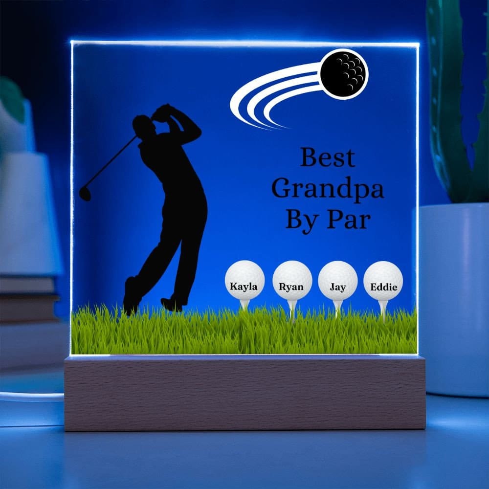 Fathers Day Gift Golf, Best Grandpa By Par Golf Acrylic Plaque, Personalized Gift For Grandfather, Golf Gift For Men, Fathers Day Gift For Grandpa