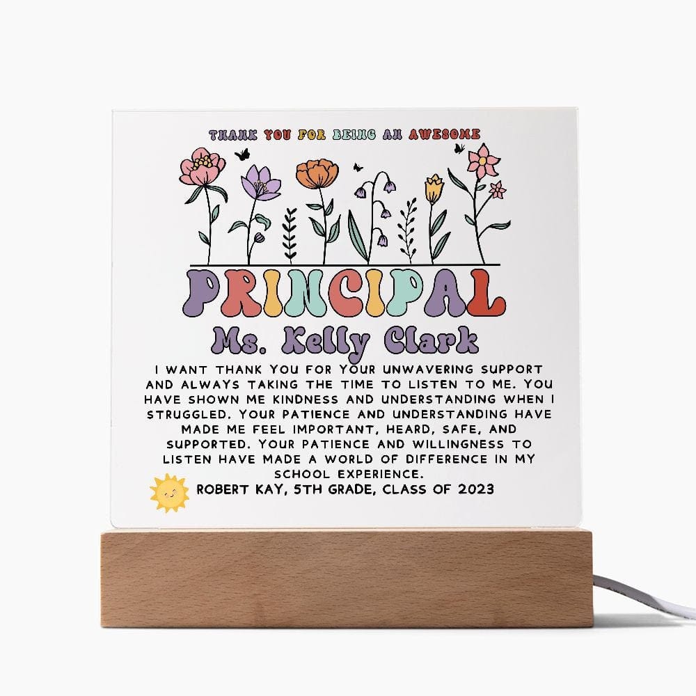 Personalized School Principal Gift from student or class, Custom Teacher Gift Acrylic Plaque, Teacher Appreciation, Teacher retirement gift