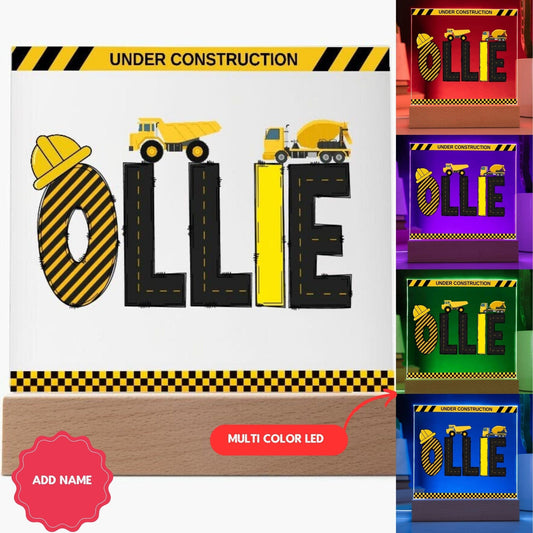 Personalized Construction Themed Birthday Gift, Dump truck birthday party LED Night Light, Construction Party gifts, Boys Birthday Gift