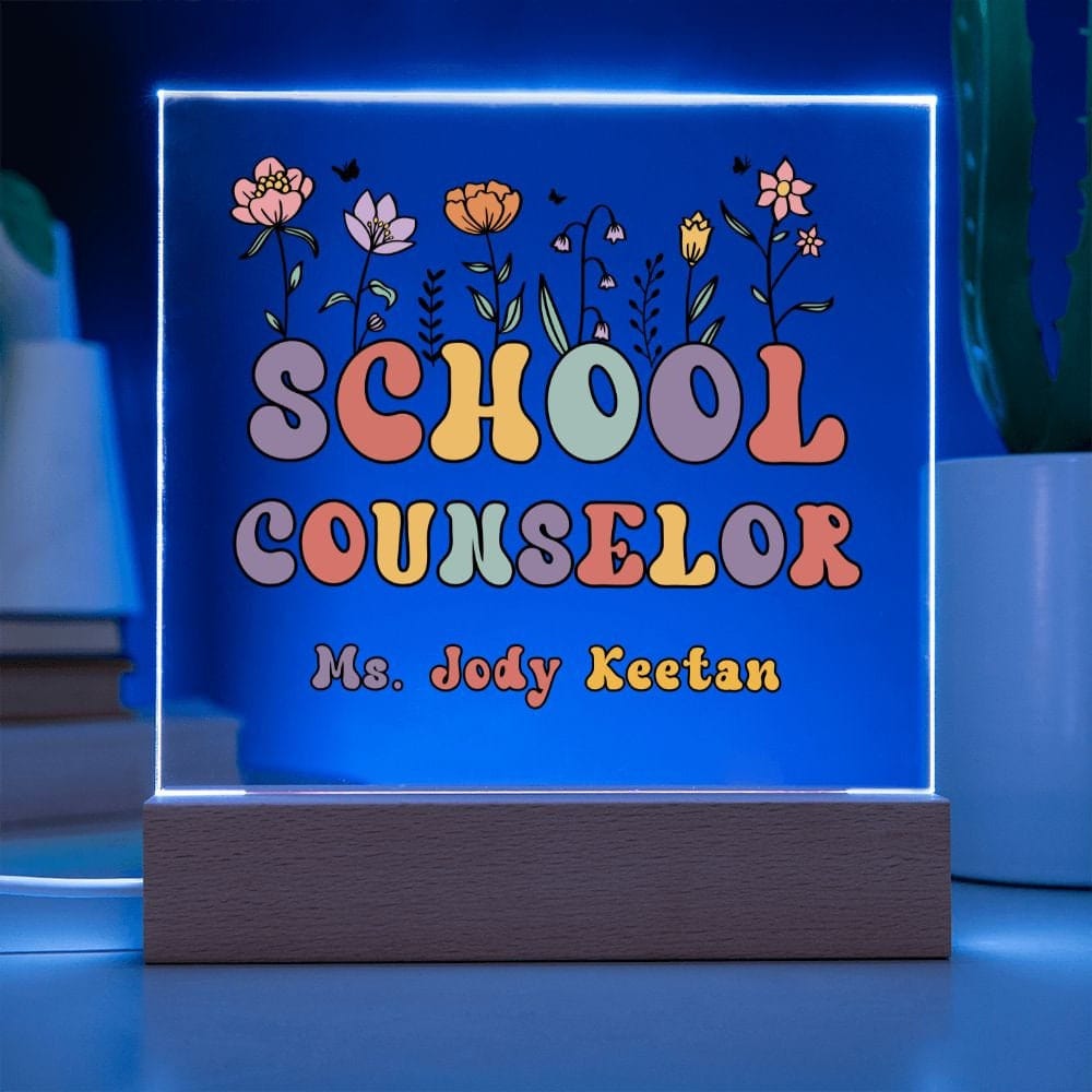 School Counselor Desk Sign,Guidance Counselor Office Decor,Personalized acrylic desk,Custom Office Decor , New Job Gift, Desk Name Plate LED
