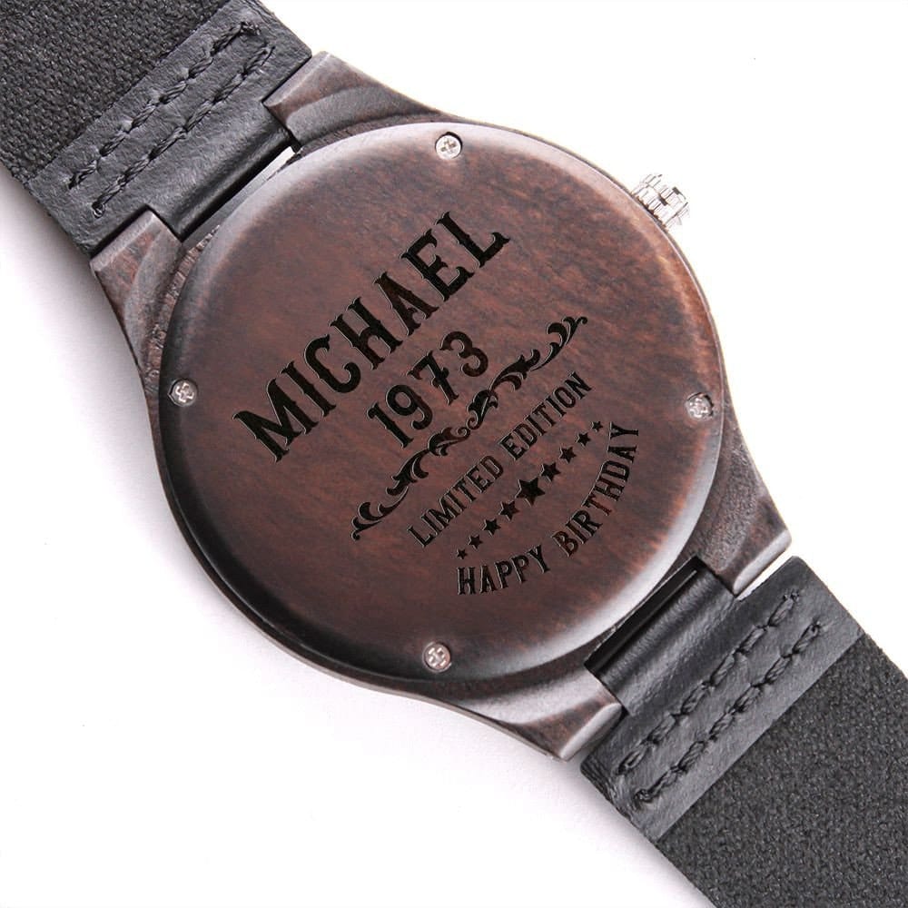 Birthday Gift Engraved Wood Watch Gift for Boyfriend, Brother, Dad, Stepdad, Personalized Name Watch, Sentimental Customized Birthday Gift