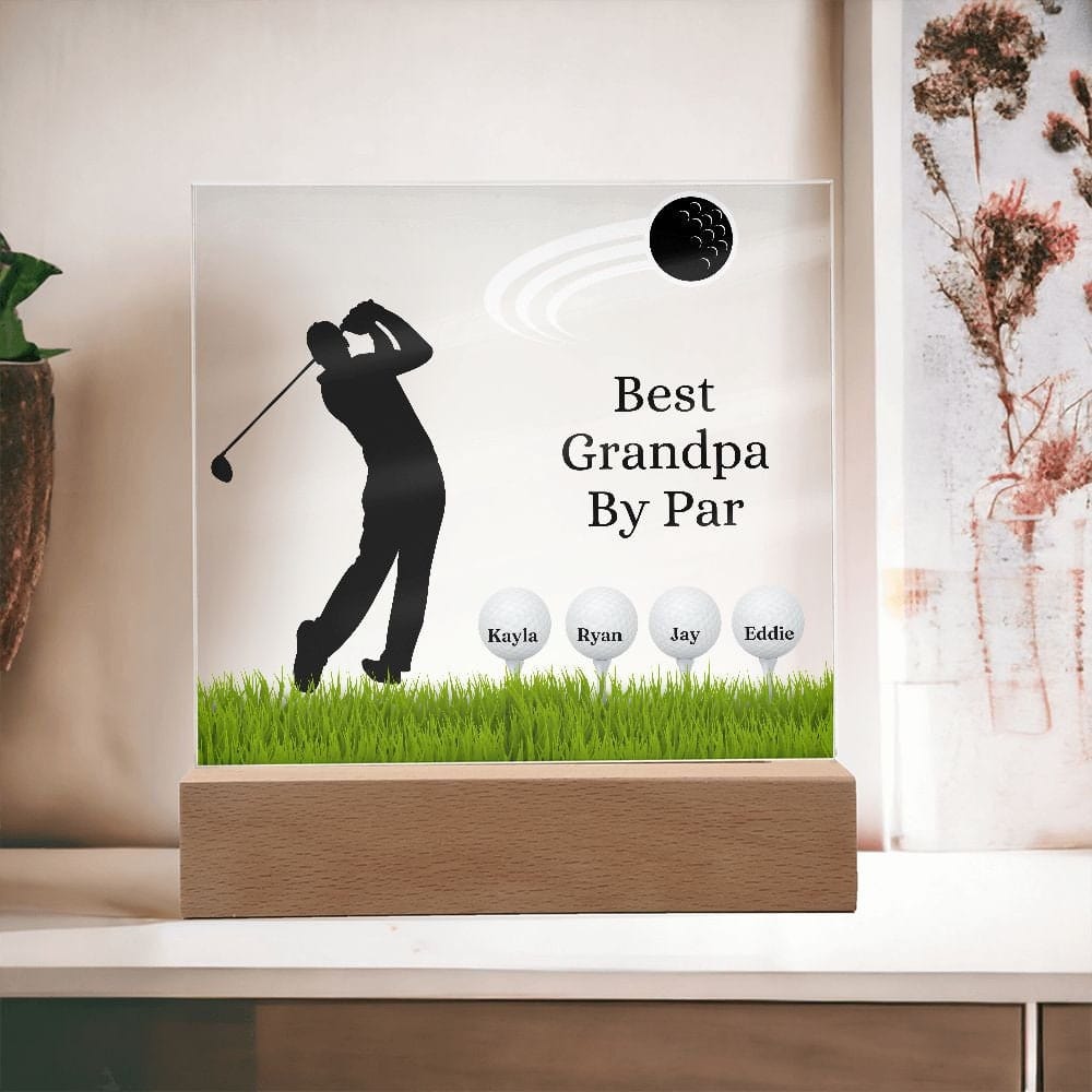 Fathers Day Gift Golf, Best Grandpa By Par Golf Acrylic Plaque, Personalized Gift For Grandfather, Golf Gift For Men, Fathers Day Gift For Grandpa