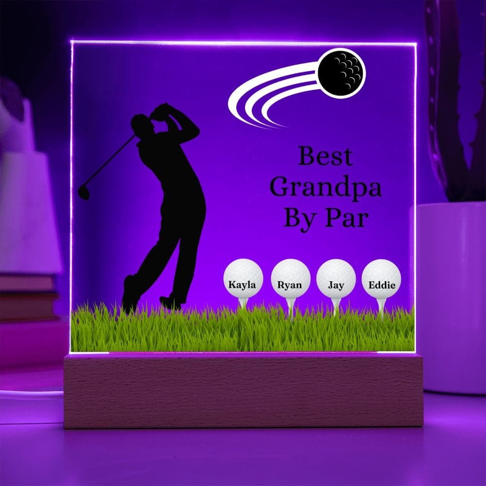 Fathers Day Gift Golf, Best Grandpa By Par Golf Acrylic Plaque, Personalized Gift For Grandfather, Golf Gift For Men, Fathers Day Gift For Grandpa