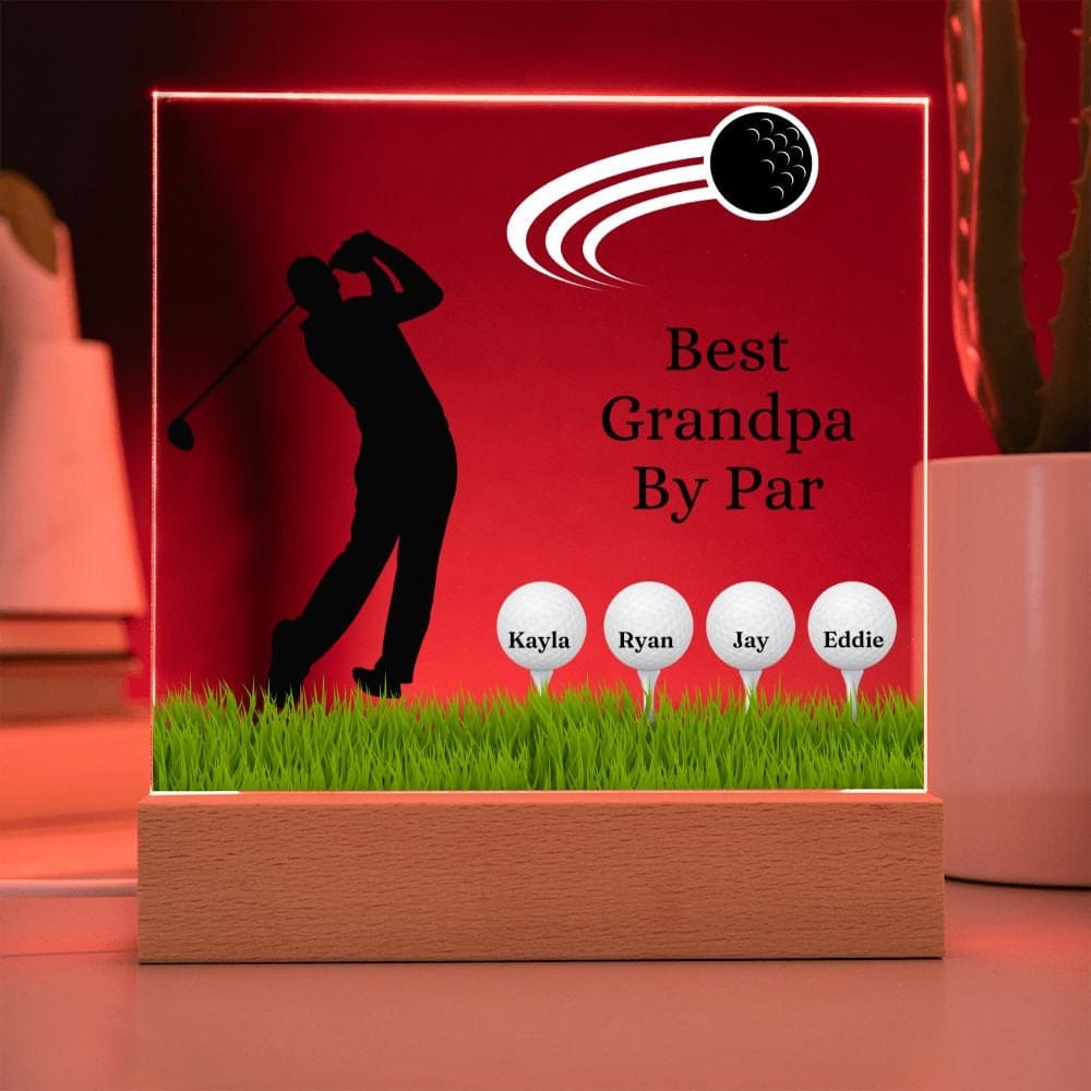 Fathers Day Gift Golf, Best Grandpa By Par Golf Acrylic Plaque, Personalized Gift For Grandfather, Golf Gift For Men, Fathers Day Gift For Grandpa