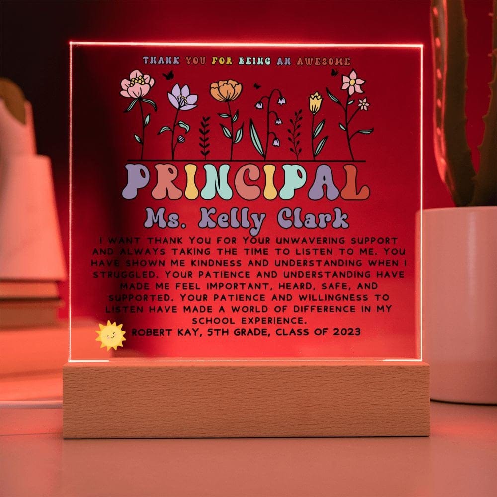 Personalized School Principal Gift from student or class, Custom Teacher Gift Acrylic Plaque, Teacher Appreciation, Teacher retirement gift