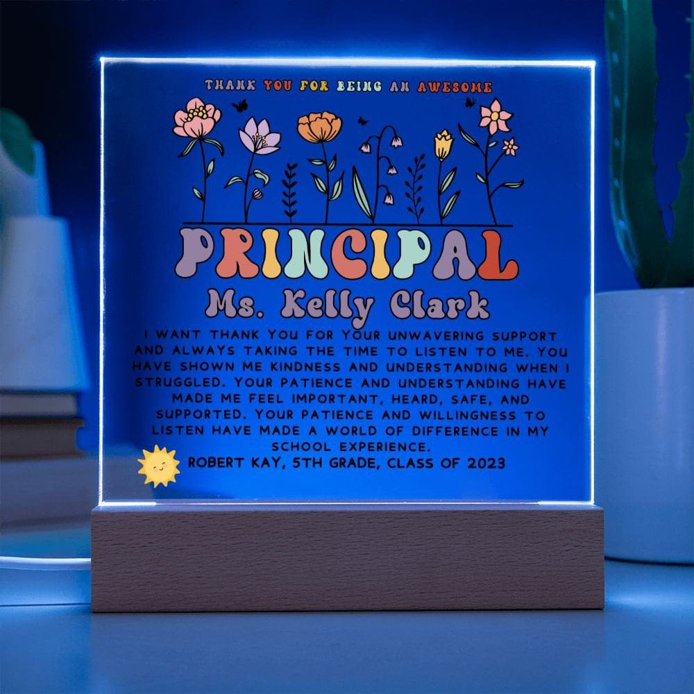 Personalized School Principal Gift from student or class, Custom Teacher Gift Acrylic Plaque, Teacher Appreciation, Teacher retirement gift