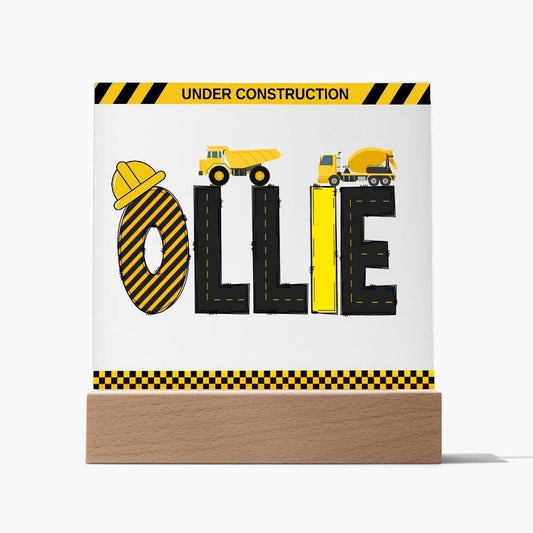 Personalized Construction Themed Birthday Gift, Dump truck birthday party LED Night Light, Construction Party gifts, Boys Birthday Gift