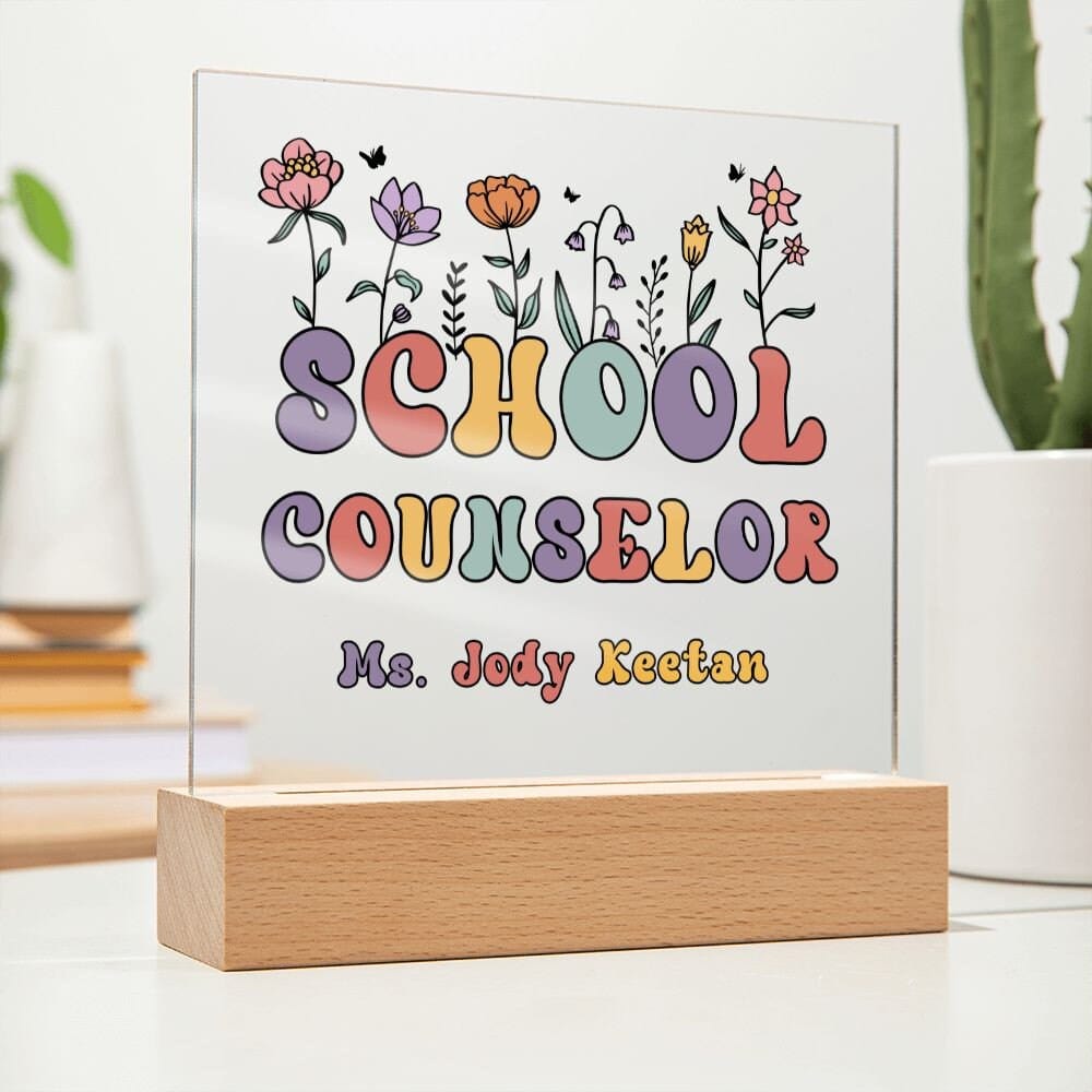 School Counselor Desk Sign,Guidance Counselor Office Decor,Personalized acrylic desk,Custom Office Decor , New Job Gift, Desk Name Plate LED