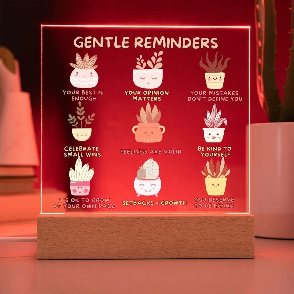 Gentle Reminders Acrylic Plaque Mental health Art Self love reminders Self compassion Daily Motivation Therapist Decor