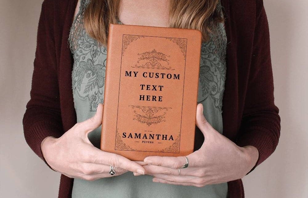 Personalized Vegan Leather Journal For Women Vintage Style Hardcover Novelty Secret Diary Gift For Her Unique Custom Wedding Gift for Couple