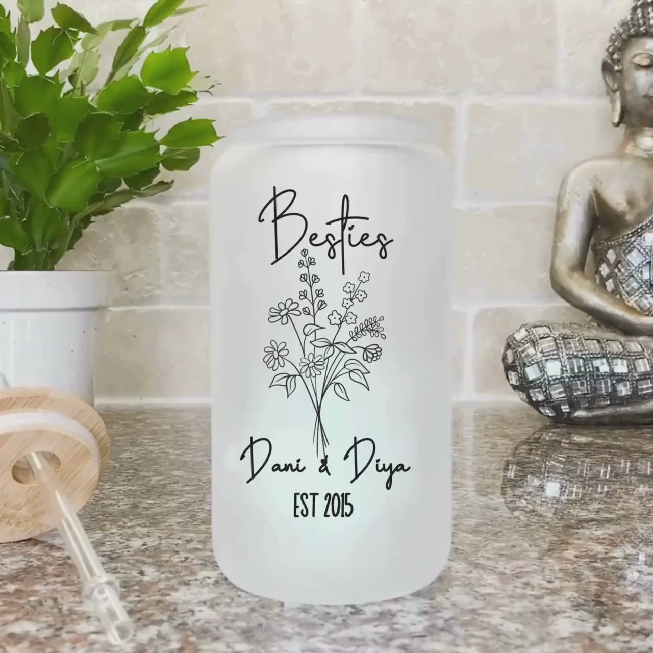 Custom Gift For friend Iced Coffee Cup Personalized Best Friend Birthday gift Frosted Tumblers BFF Tumbler & straw Long distance Best Friend