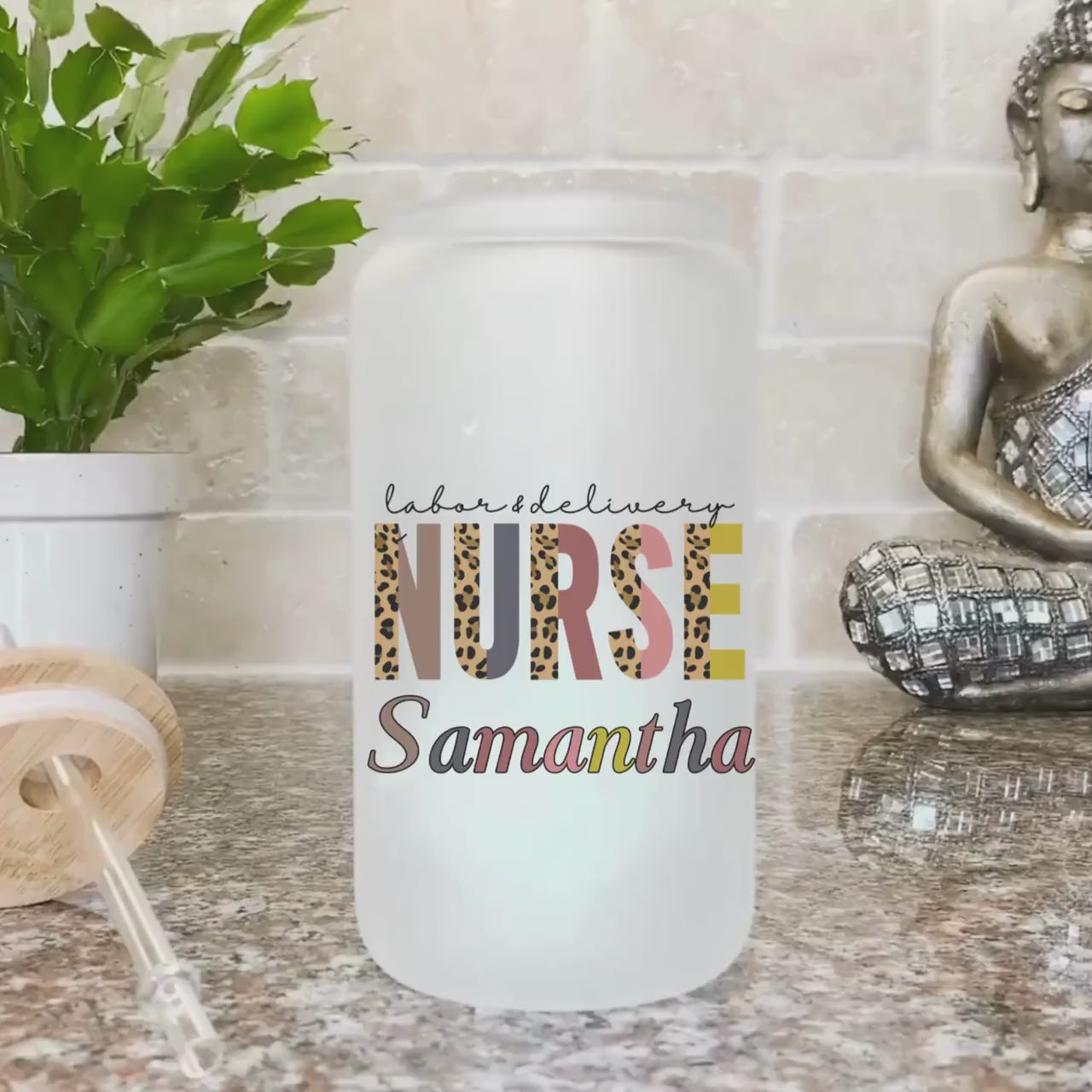 Labor And Delivery Nurse Gift Iced Coffee Cup Birth Coach Coffee Tumbler Doula Gift L&D Nurse Glass Cup Postpartum Doula Birth Companion