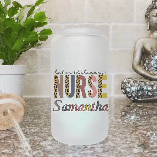 Labor And Delivery Nurse Gift Iced Coffee Cup Birth Coach Coffee Tumbler Doula Gift L&D Nurse Glass Cup Postpartum Doula Birth Companion
