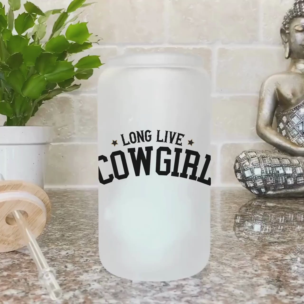 Country concert Frosted Iced Coffee Cup Long Live Cowgirls Frosted Tumbler with Straw Western Rodeo cowgirl Desert Vintage style beer Glass