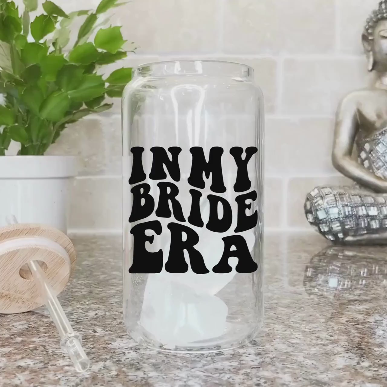 In My Bride Era Frosted Glass Tumbler Retro Bride Coffee Tumbler Future Mrs Coffee Cup Bride Gift Fiancee Beer Glass Can Engagement Gift