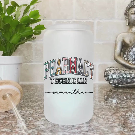 Pharmacy Technician Gift Personalized Pharmacy Student Ice Coffee Cup Pharmacy Tech Gift Cup Pharmacist Glass Tumbler Pharmacy Week