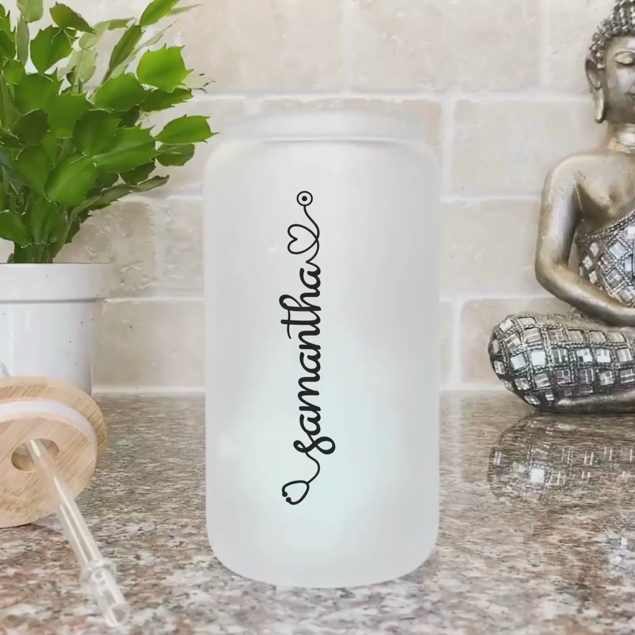 Custom Nurse Gift Iced Coffee Cup Stethoscope Name Frosted Tumbler with Straw Team Gift for RN Beer Glass Nursing Student Nurse Grad Gift