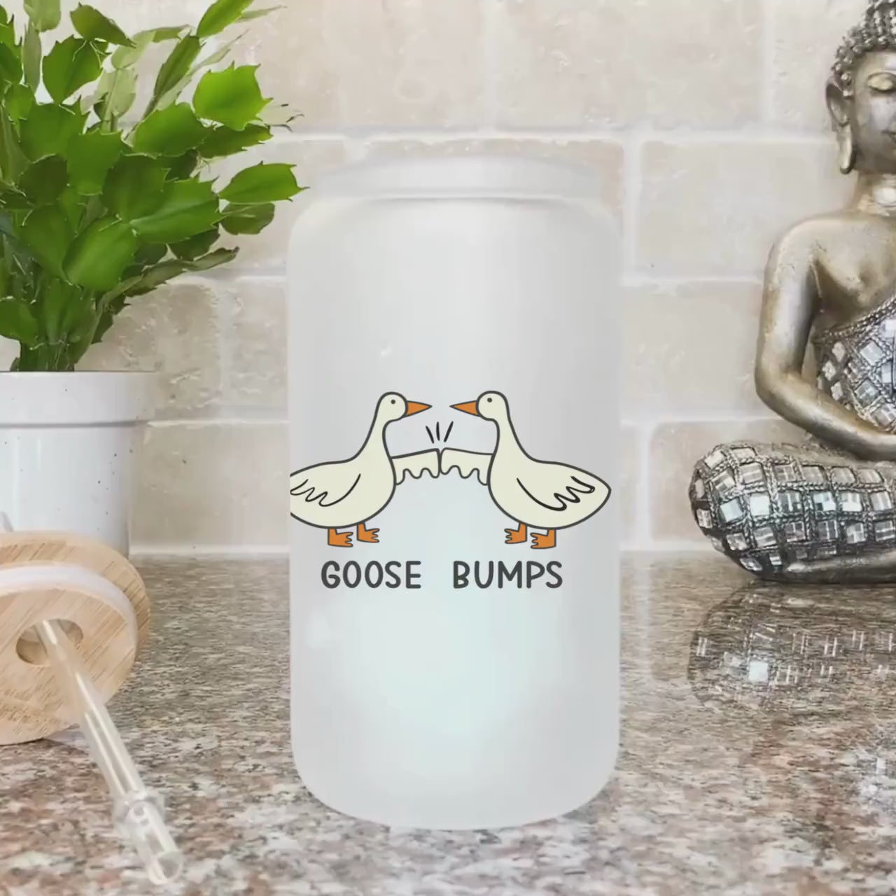 Silly Goose Iced Coffee Cup Goose Bumps Frosted Coffee Tumbler with straw Funny Goose Beer Can Funny gifts Fist bump Glass Tumbler