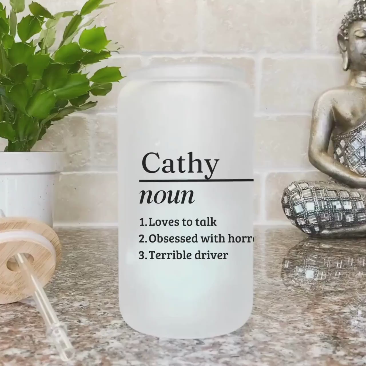 Personalized Name Definition Iced Coffee Tumbler 30th birthday gift Custom Birthday Frosted Glass Cup 60th Birthday Mug Custom 40th Birthday