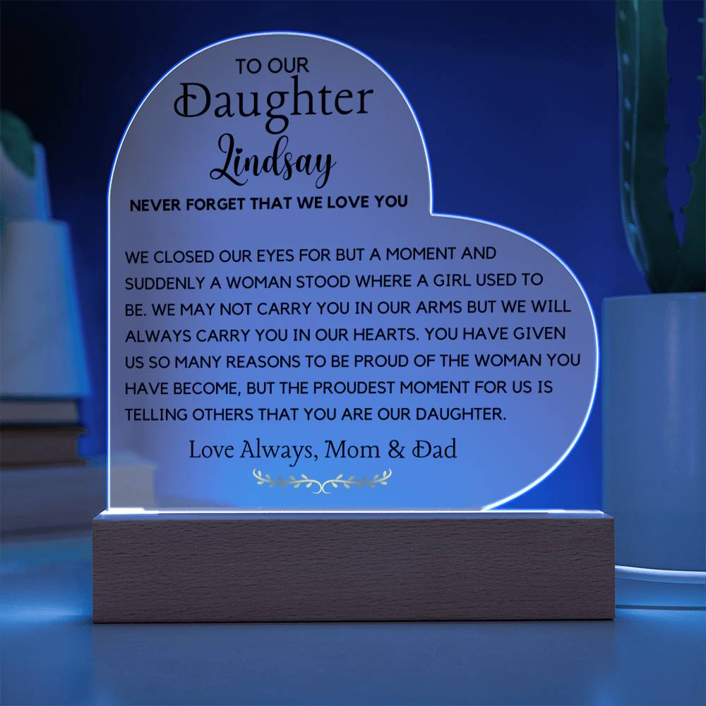 To my Daughter Acrylic Plaque from Mom or Dad, Gift from Parents