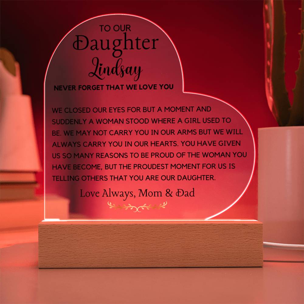 To my Daughter Acrylic Plaque from Mom or Dad, Gift from Parents