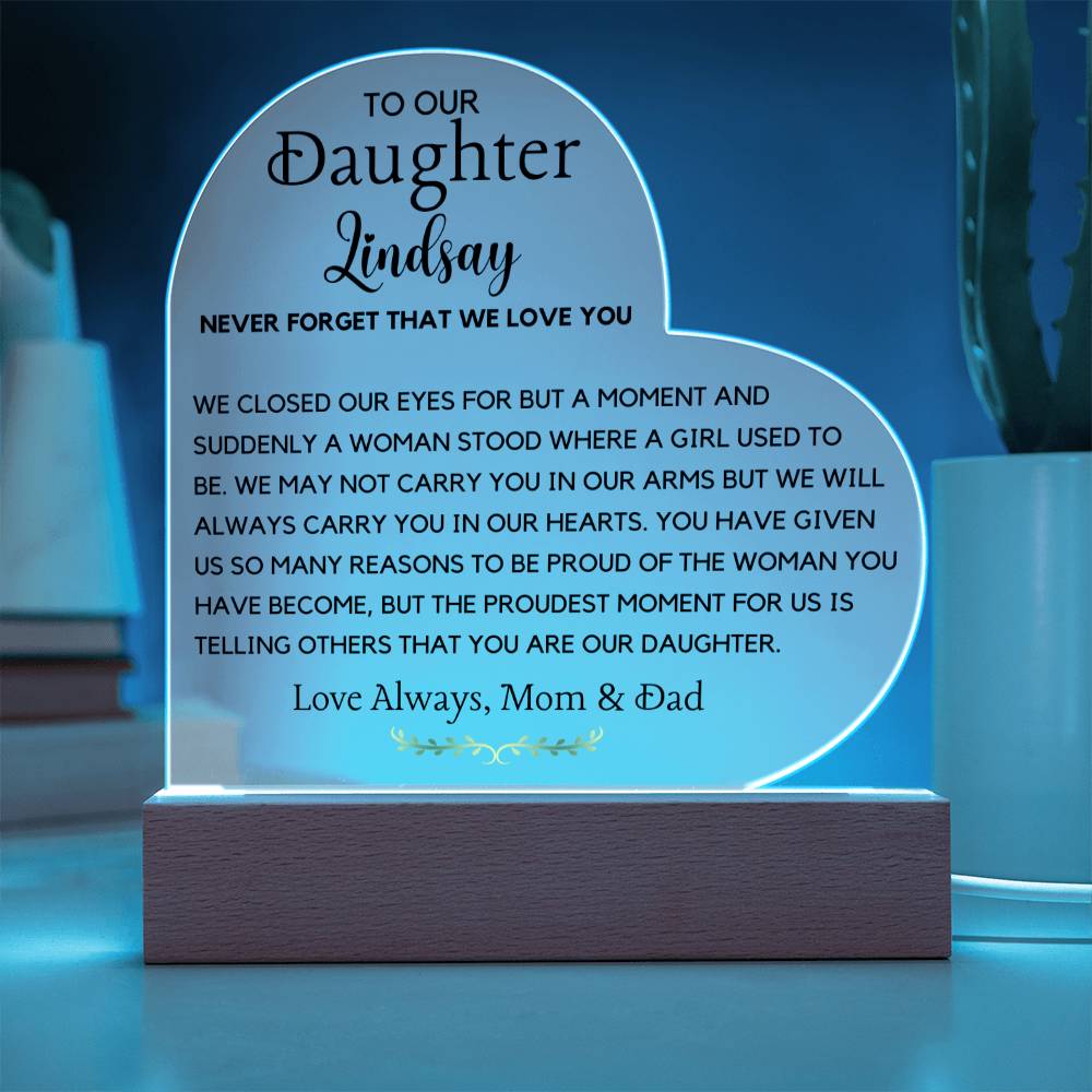 To my Daughter Acrylic Plaque from Mom or Dad, Gift from Parents