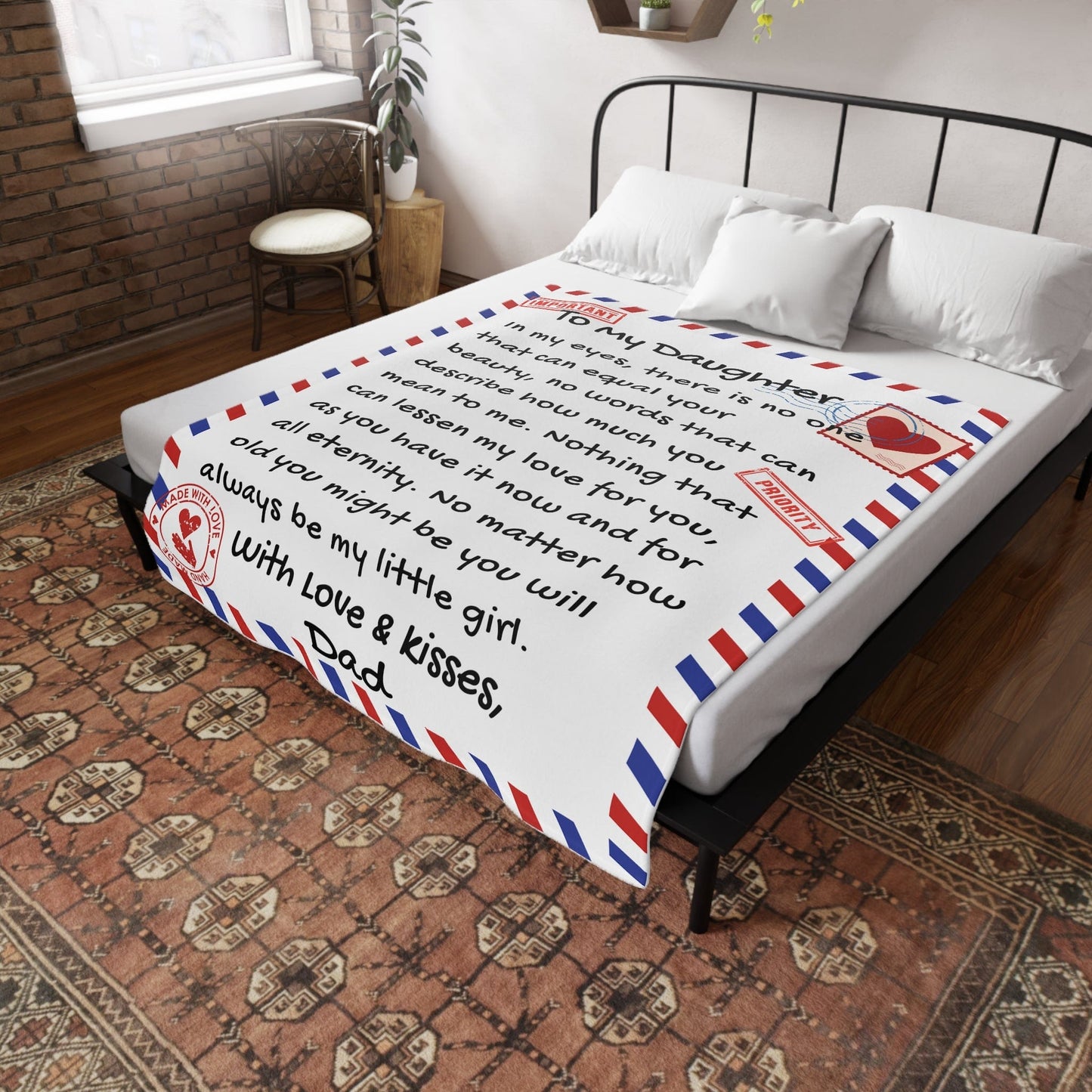 Dad to Daughter Letter Blanket
