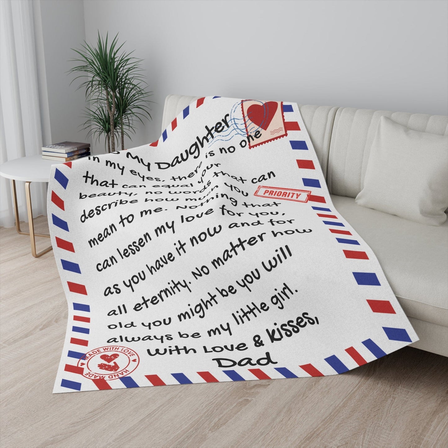 Dad to Daughter Letter Blanket