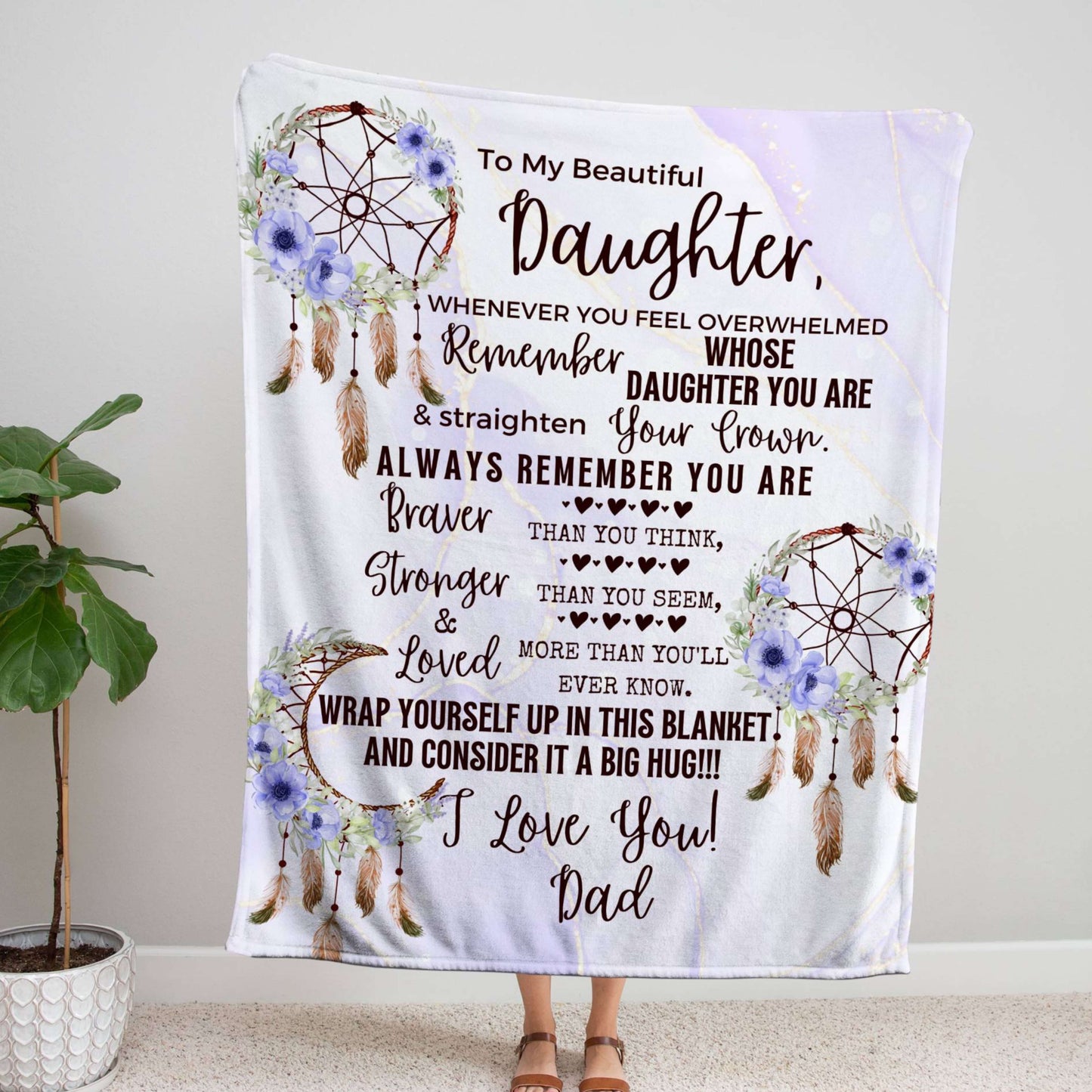 Purple Dreamcatcher Dad to Daughter Blanket
