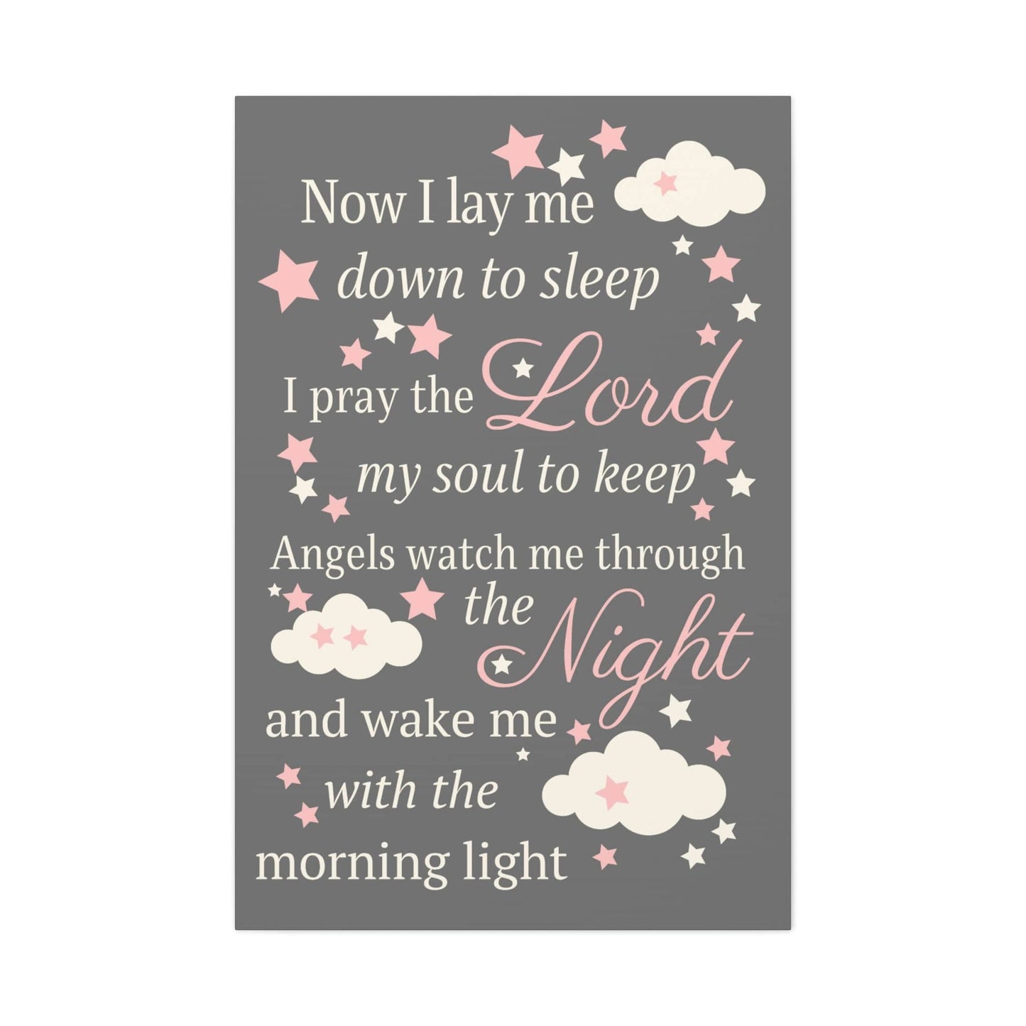 Baptism Gift Girl or Boy, Now I Lay Me Down To Sleep, Canvas Print, Christening Gift for Girl or Boy, Baby Room Decor, Child Prayer Sign, Childrens Prayer