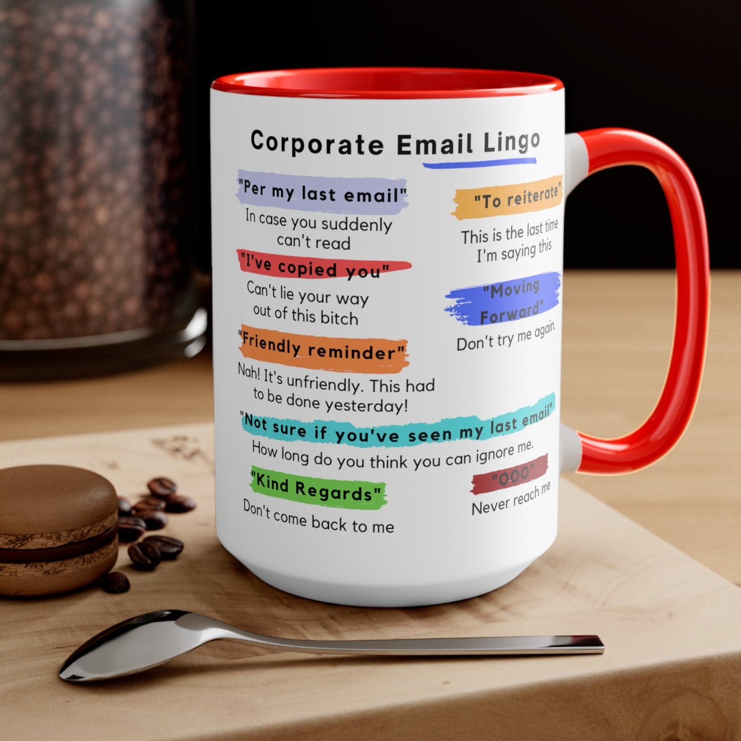 Corporate Email Lingo Two Tone Mug-Coworker Gift-Office Humor