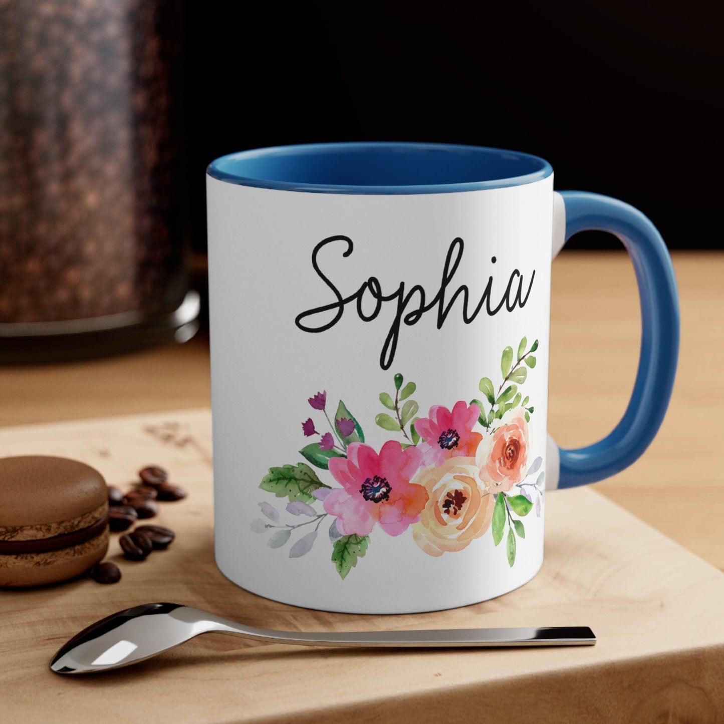 Personalized Name Coffee Mug Floral Design