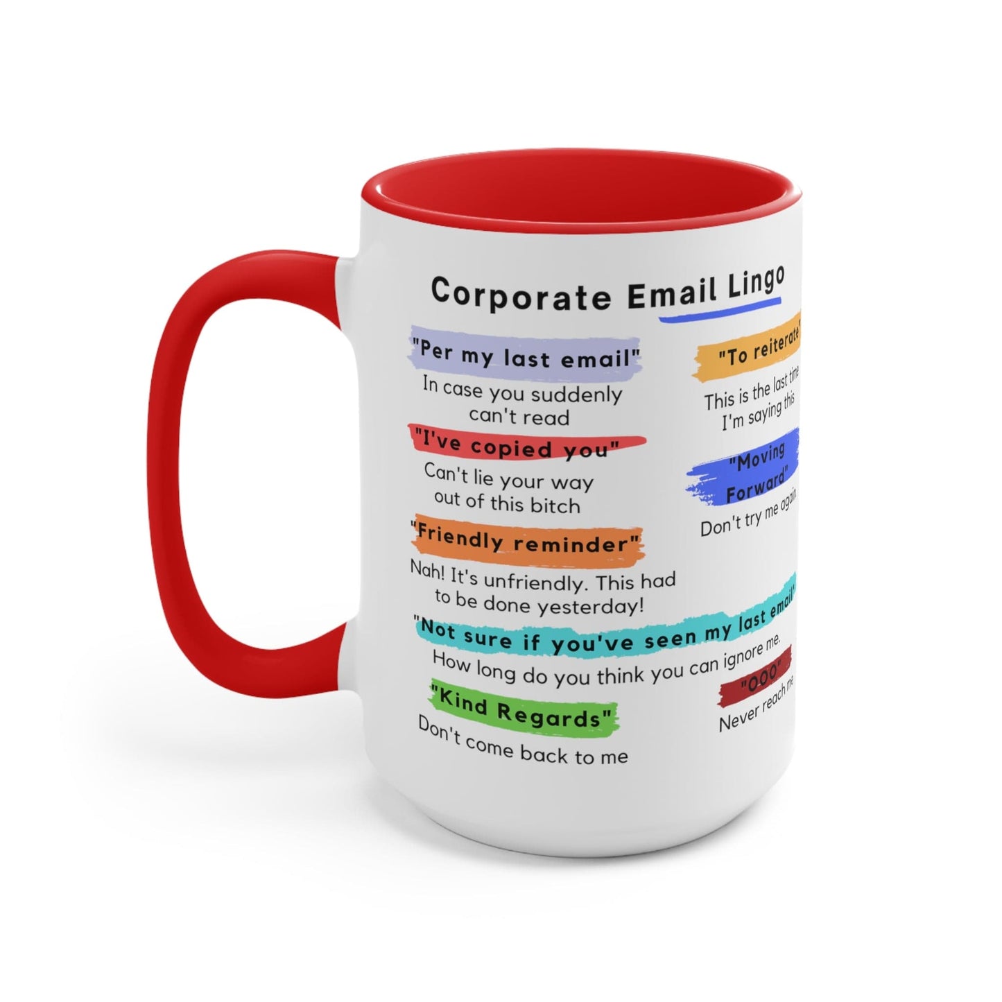 Corporate Email Lingo Two Tone Mug-Coworker Gift-Office Humor