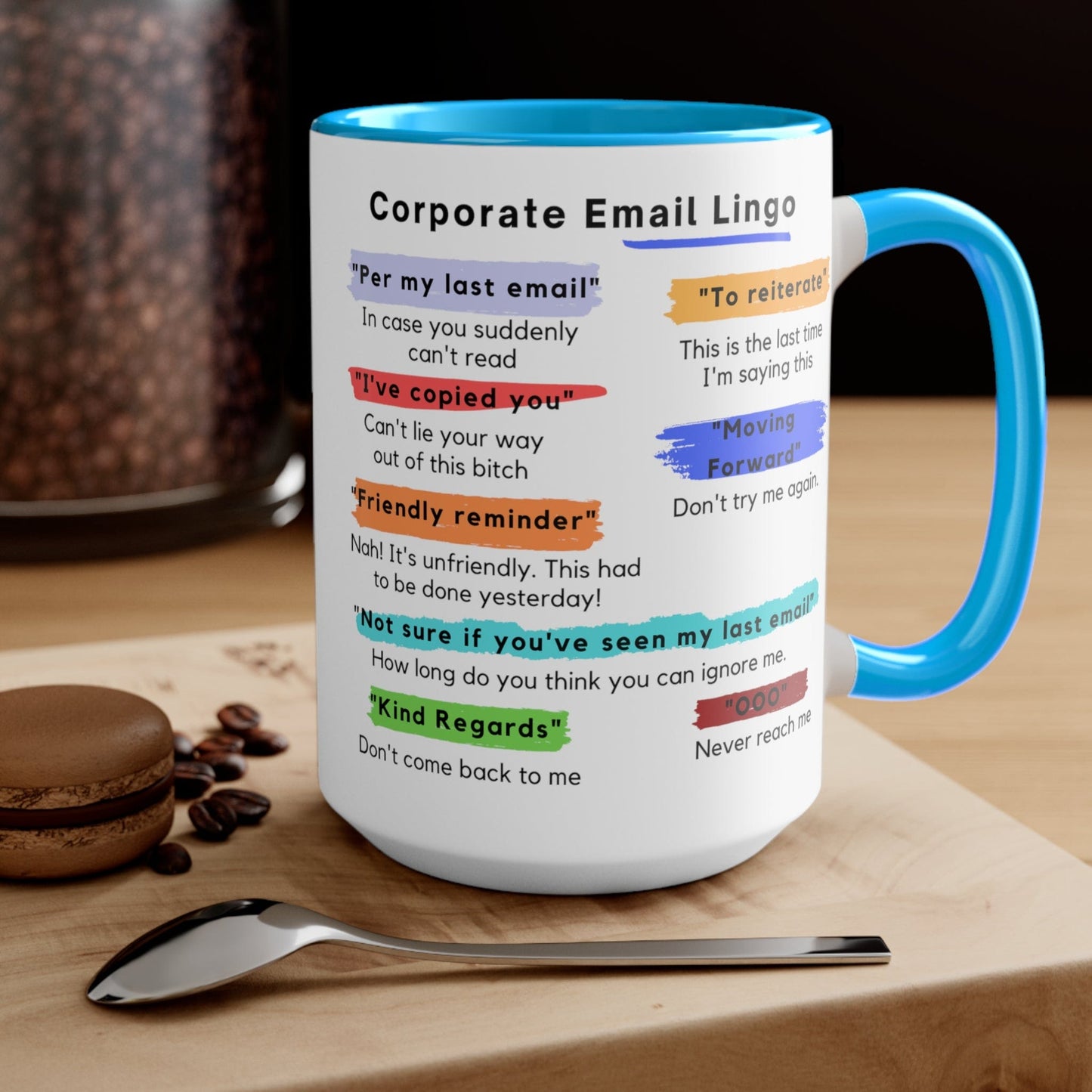 Corporate Email Lingo Two Tone Mug-Coworker Gift-Office Humor