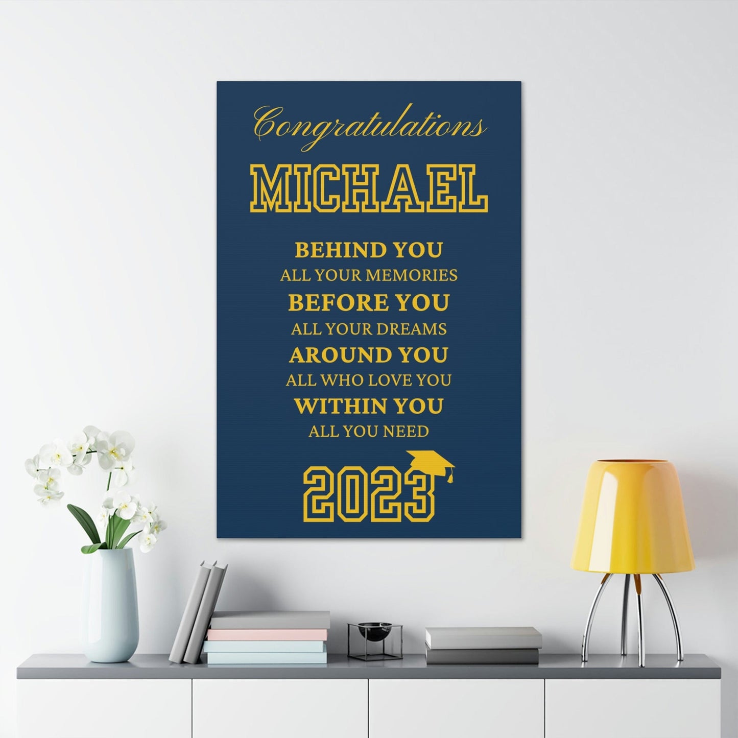 Personalized Graduation Gift Canvas wall art for son, sister, daughter, granddaughter, Graduation 2023, Large Canvas Wall Decor
