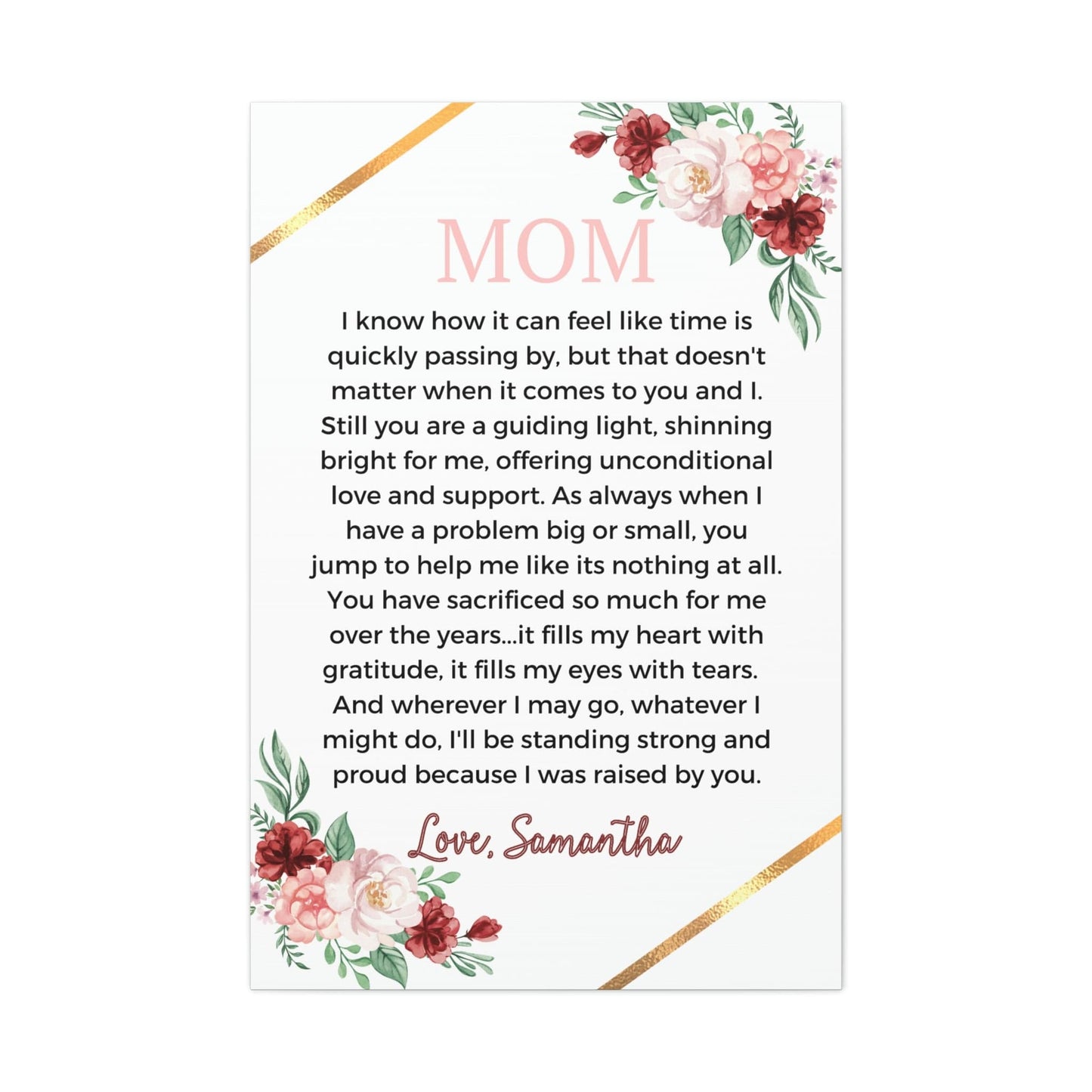 Personalized Mom Gift from Daughter Canvas Print -White