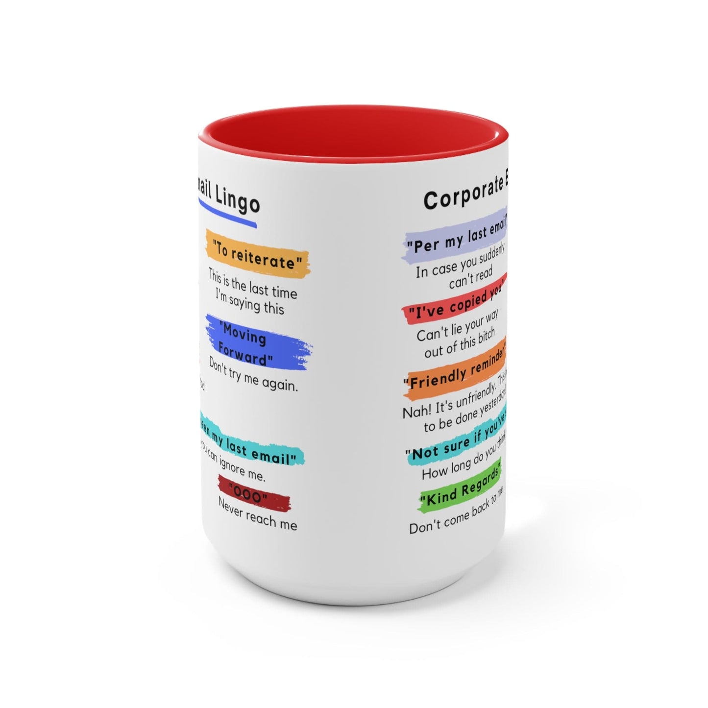 Corporate Email Lingo Two Tone Mug-Coworker Gift-Office Humor