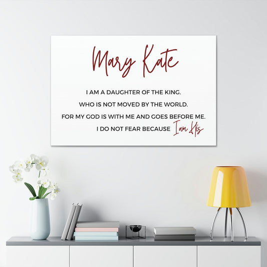 Personalized Christian Canvas Wall Art: 'I am the Daughter of the King'