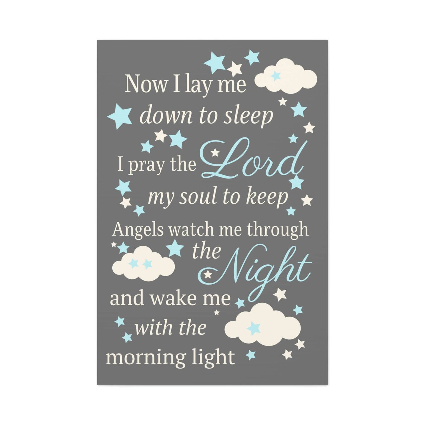 Baptism Gift Girl or Boy, Now I Lay Me Down To Sleep, Canvas Print, Christening Gift for Girl or Boy, Baby Room Decor, Child Prayer Sign, Childrens Prayer