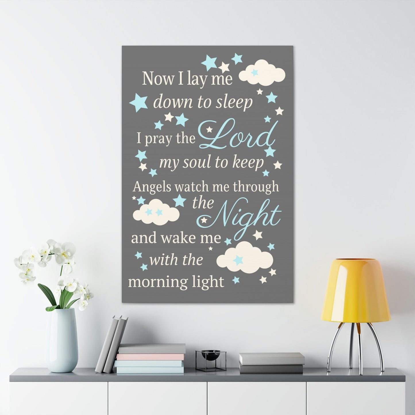 Baptism Gift Girl or Boy, Now I Lay Me Down To Sleep, Canvas Print, Christening Gift for Girl or Boy, Baby Room Decor, Child Prayer Sign, Childrens Prayer