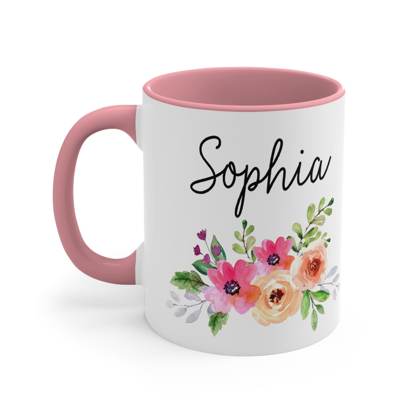 Personalized Name Coffee Mug Floral Design