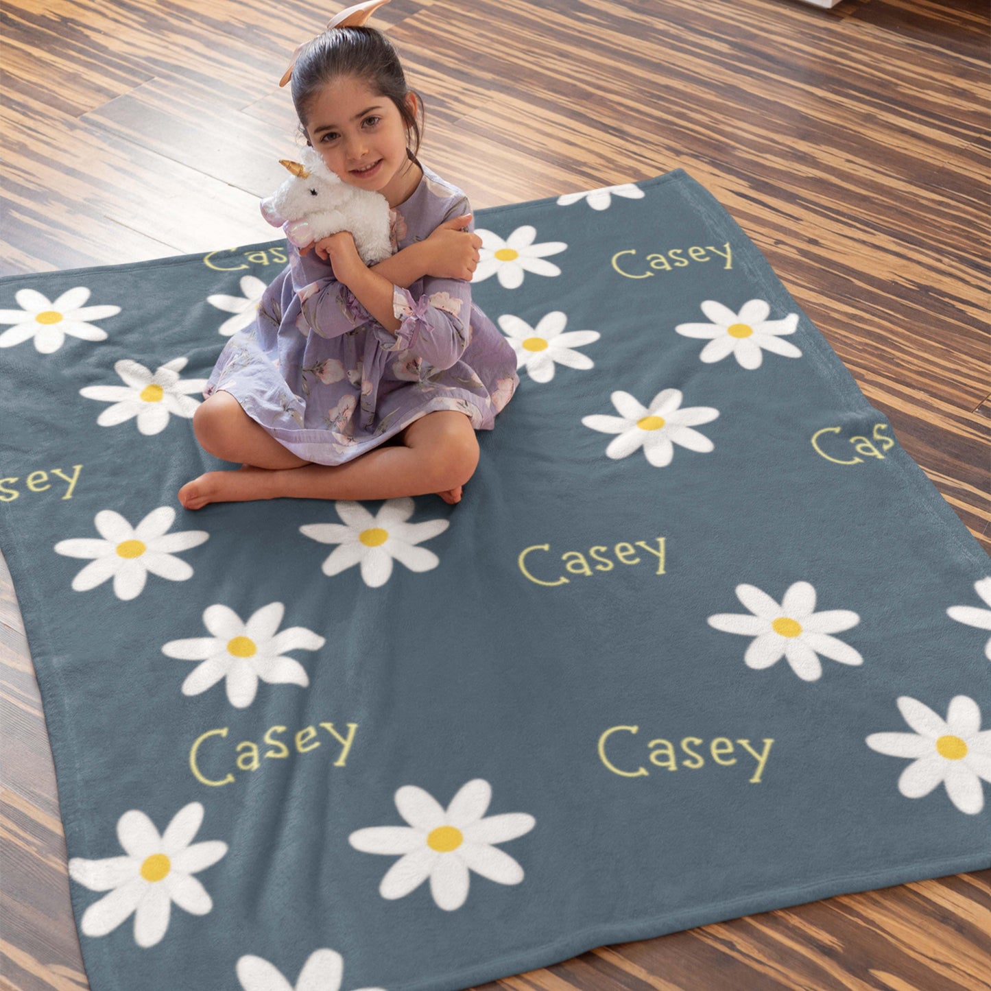Personalized Name Daisies Blanket