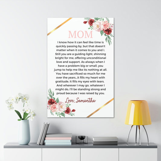 Personalized Mom Gift from Daughter Canvas Print -White